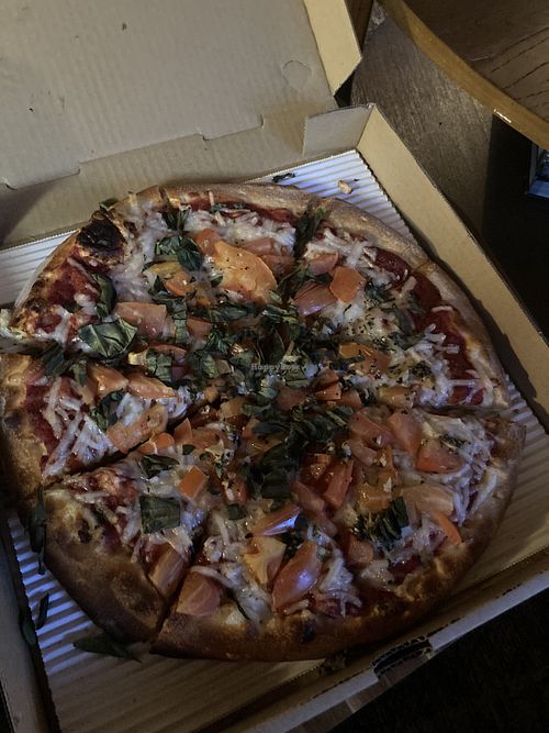 Vegan margarita pizza   at Neo's Pizza House in Running Springs