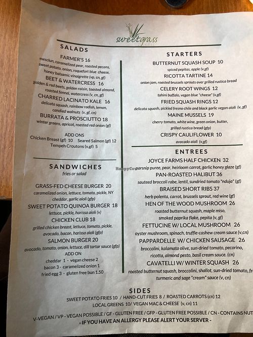  at Sweet Grass Grill in Tarrytown