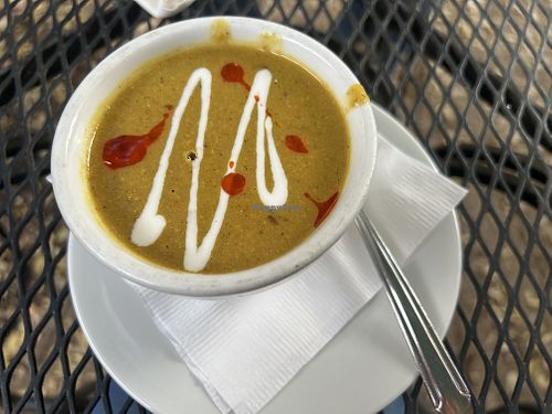 Blistered Corn Soup from VCC menu.   at Matteo's Pizza & Bistro in Carmichael