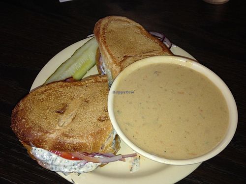 buffalo sub and beer cheese soup  at Gutenfleischers in Atlanta