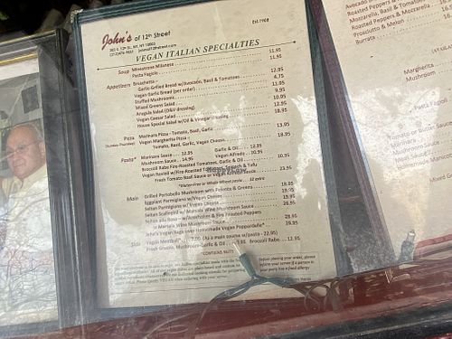 menu  at John's of 12th Street in New York City