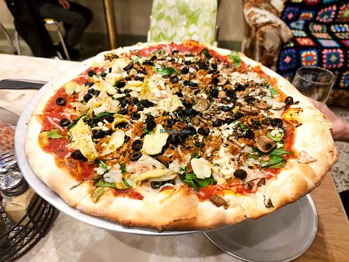 Vegan lovers pizza with extra toppings. at Sexy Pizza in Trinidad