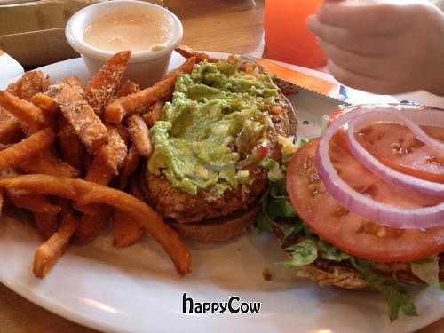 Santa Fe Chicken Salad w/ Sweet Potato Fries at Veggie Grill by Next Level in Long Beach