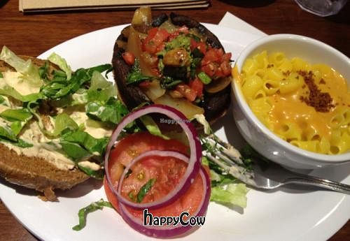 Portobello Burger w/ Mac & Cheese. at Veggie Grill by Next Level in Long Beach