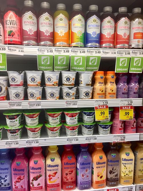 Kombucha, vegan yogurt and more! at Strack and Van Til in Hobart