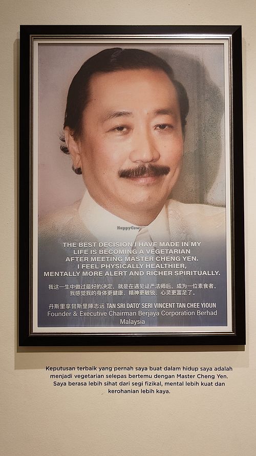 Poster in cafe - The boss of Berjaya conglomerate Tan Sri DATO Vincent Tan at Berjaya Cafe 成功咖啡廳 in Kuala Lumpur