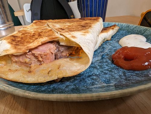 Vegan tortilla with jackfruit and vegan cheese at Ritual in Waiheke Island