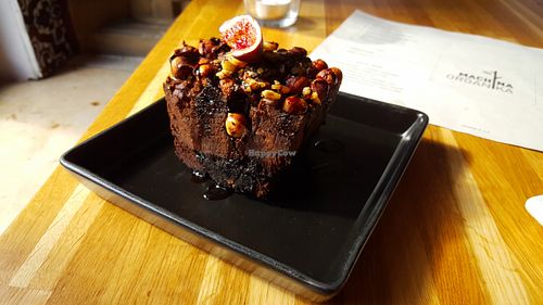 A hazelnut-based raw cake. Not THAT sweet, so great for people who don't like their desserts too sweet. My mum would have loved it, but I have quite a sweet tooth! at MO in Wroclaw