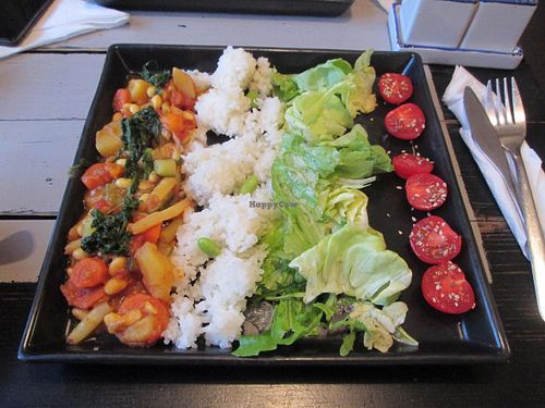 veggies, rice and salad at MO in Wroclaw