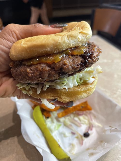 Housemade black bean burger   at Straight Outta Plantz (S.O.P-STL) in St Louis