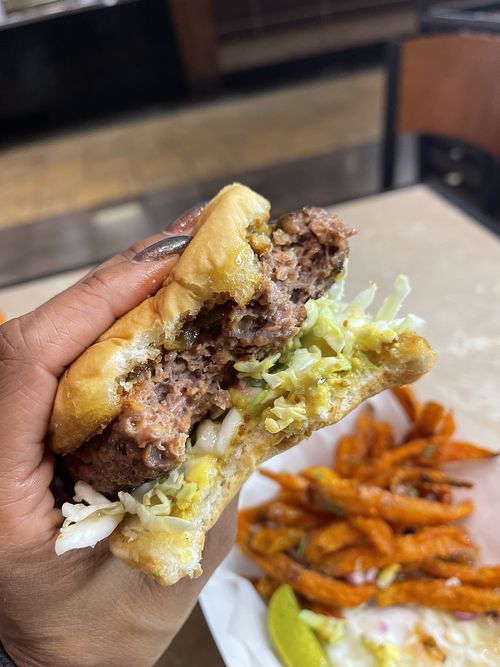 Housemade black bean burger   at Straight Outta Plantz (S.O.P-STL) in St Louis