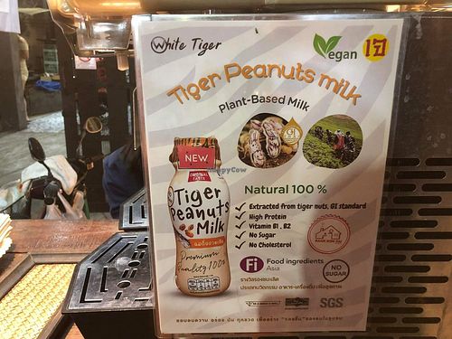 Signage at Tiger Peanuts Milk in Pai