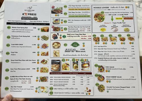 Food menu  at May Veggie Home Express - ประสานมิตรพลาซ่า in Bangkok