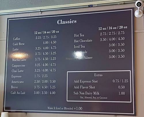 Menu at Culture Coffee in Englewood