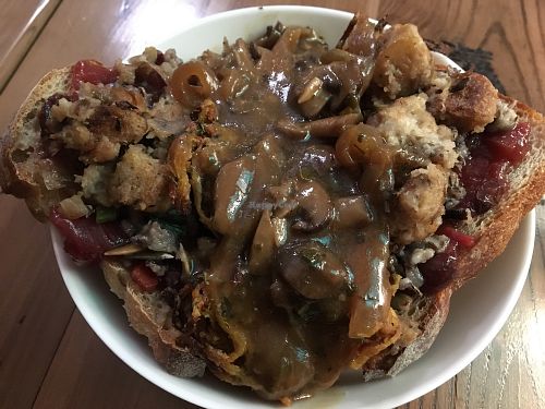 Open face thanksgiving sandwich  at Consciousfork in Warwick