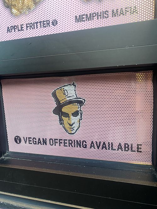 Vegan Options Available Signage  at Voodoo Doughnut in Portland
