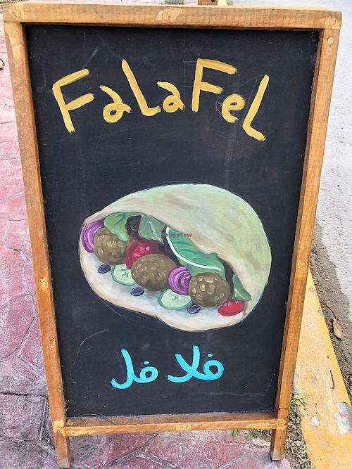 Sign  at Monkey Monkey Falafel in Bacalar