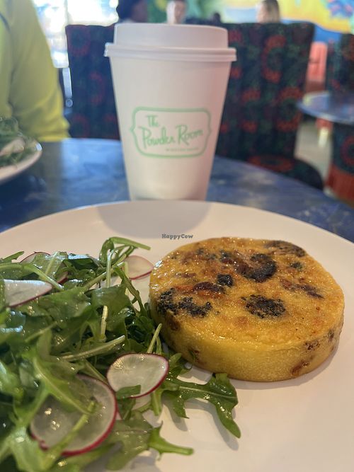 Vegan frittata and oat milk latte  at The Powder Room in Winston-salem