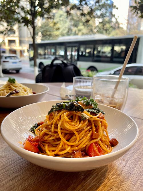 Vegetarian Tomato Pasta (remember to ask to remove the cheese) at Vegan Dog in Chengdu