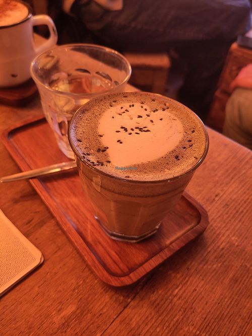 Black sesame coffee at Kaffeehaus Krumm & Schief in Bamberg