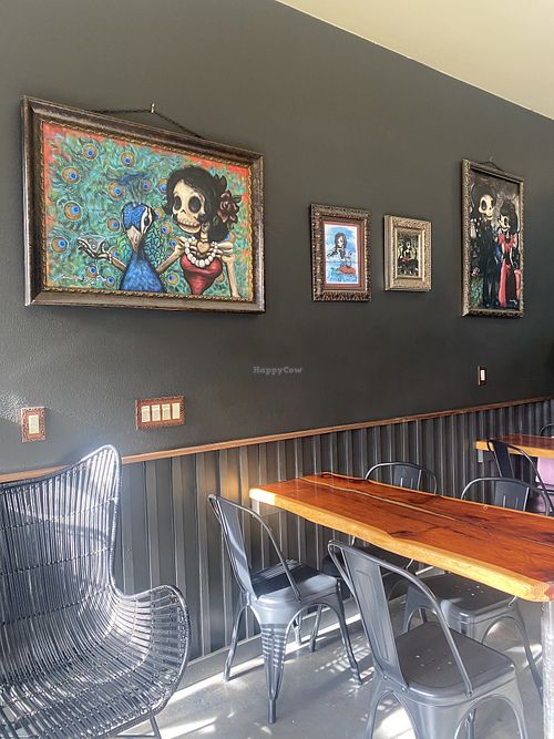 Cool Interior w/Calavera Paintings  #Veganuary at Vivoz in Hayward