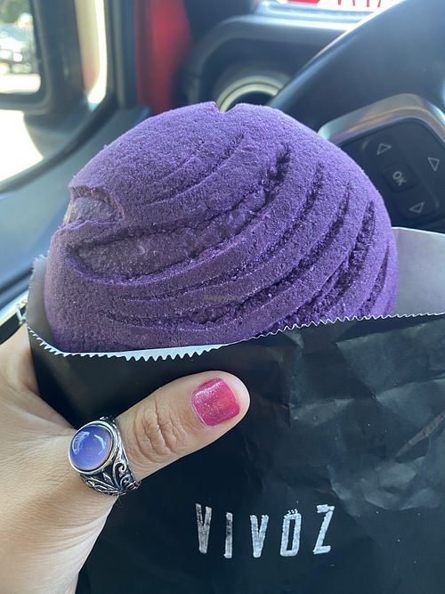 Ube Concha • Looks So Beautiful but Low-Key I Couldn’t Finish It - A Little Dry IMO  at Vivoz in Hayward