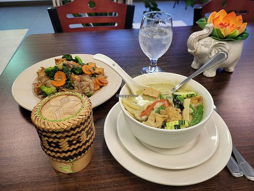 Tofu Pad See Ew & Tofu Green Curry at Bangkok Thai Food Express in Lebanon