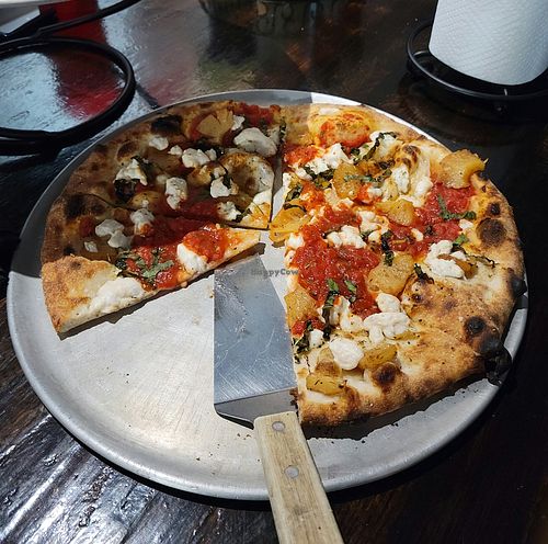 Vegan pizza at Satchel's Pizza in Gainesville