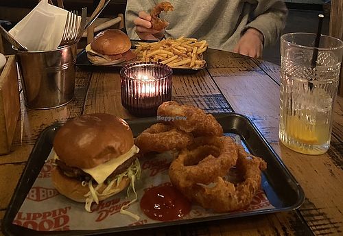 Vegan cheese burger  at Hub Box in Falmouth