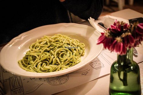 pasta with basil pesto at Ma Cocotte in Brasov