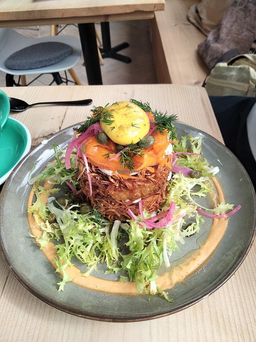 Salmon on hash browns. at Offbeet - Southsea in Southsea
