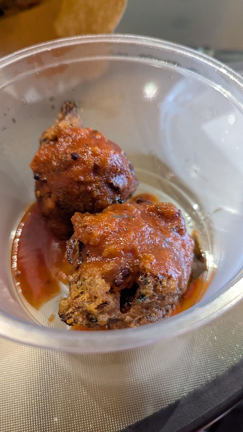 Veggie balls with tomato  sauce at Krishna Food in Christchurch