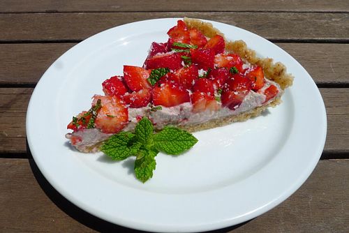 raw strawberry tart! at Mel de Magraneta by Ciel Azul in Ibiza