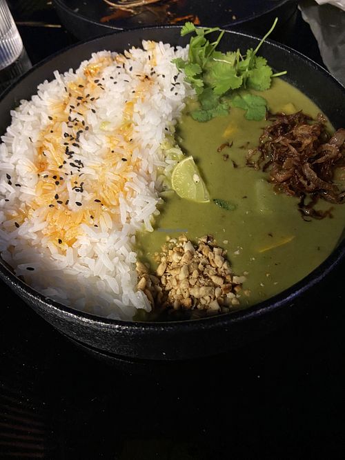 Thai green curry (supposedly mild, but actually 🔥 )  at Le Ambrosia in New Delhi