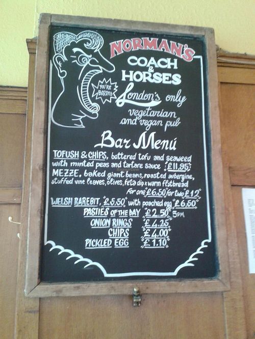 bar menu - June 2015 at Norman's Coach and Horses in London