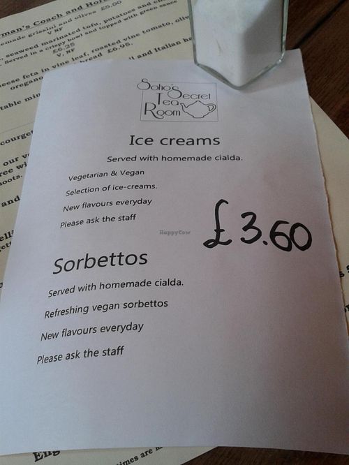 ice cream menu - June 2015 at Norman's Coach and Horses in London