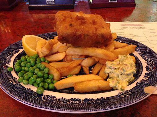 tofush and chips  at Norman's Coach and Horses in London