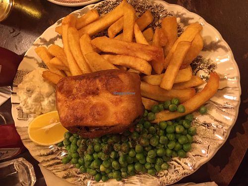 Vegan fish and chips at Norman's Coach and Horses in London