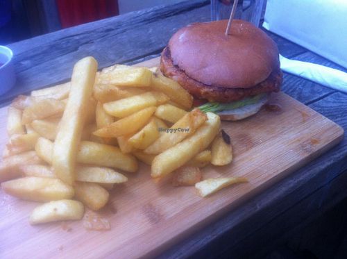 Vegan burger at Norman's Coach and Horses in London