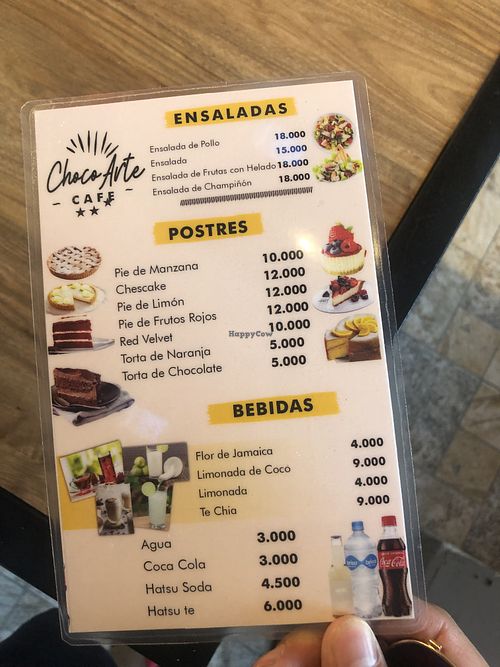 Menu 2  at Choco Arte in Medellin