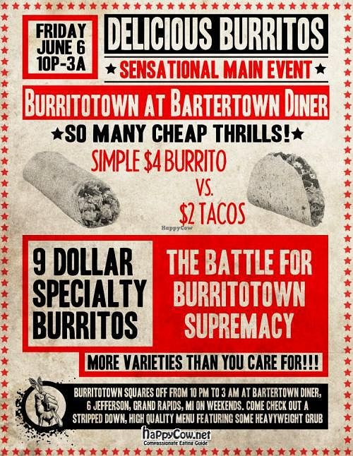 Burrito Showdown! at Burritotown Diner in Grand Rapids