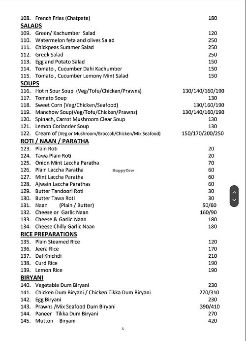 Menu 3 at Cafe Kashish in Palolem