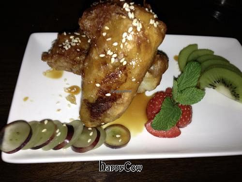 Vegan Banana Fritter - yum! at Blue Piano in Birmingham