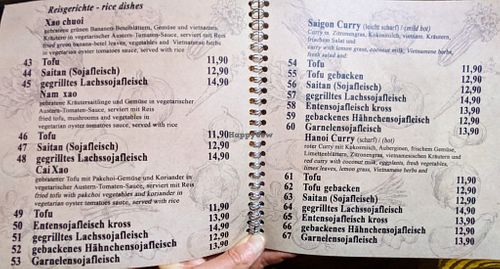 Menu page at Umi Vegan at Umi Vegan in Berlin