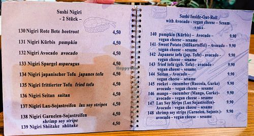 1st 9 pages (of 16) of menu at Umi Vegan at Umi Vegan in Berlin