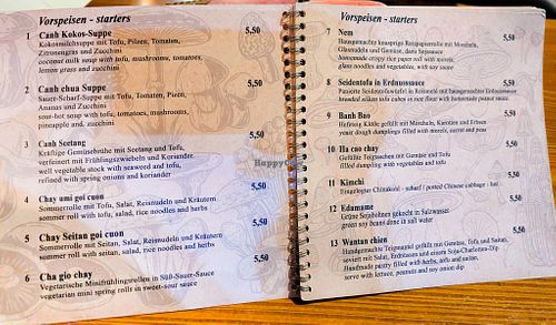 1st 9 pages (of 16) of menu at Umi Vegan at Umi Vegan in Berlin