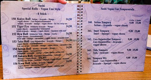 Last pages (of 16) of menu at Umi Vegan at Umi Vegan in Berlin