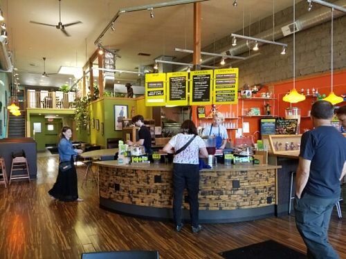 inside at Laughing Planet Cafe in Corvallis