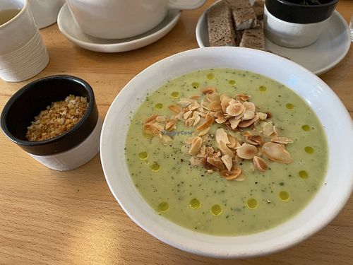 Soup with nuts on top at Alma Kitchen & Coffee in Tangier