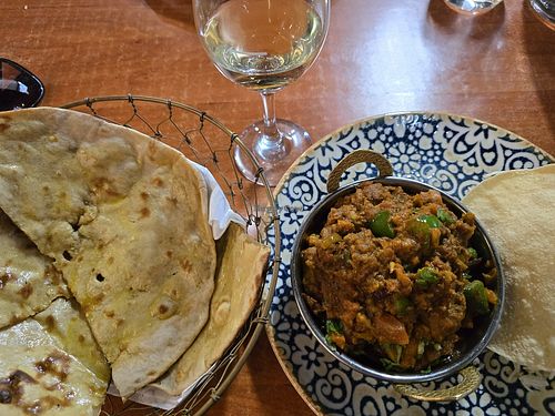 Vegan vindaloo and roti with canola spread - delicious at The Golden Elephant in Berri